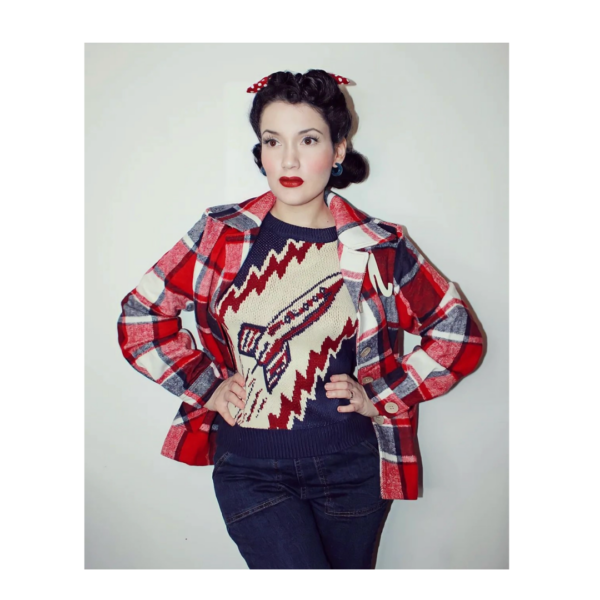 To the Moon Rocket Sweater by Astro Bettie