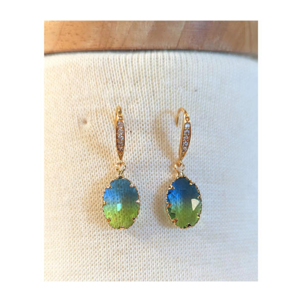 Teal Diamond CZ Earrings