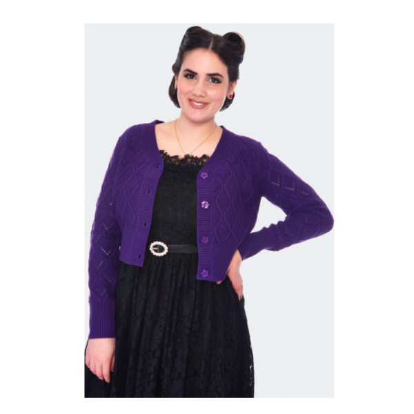 Purple Chunky Knit Cardigan by Voodoo Vixen (XL Only)