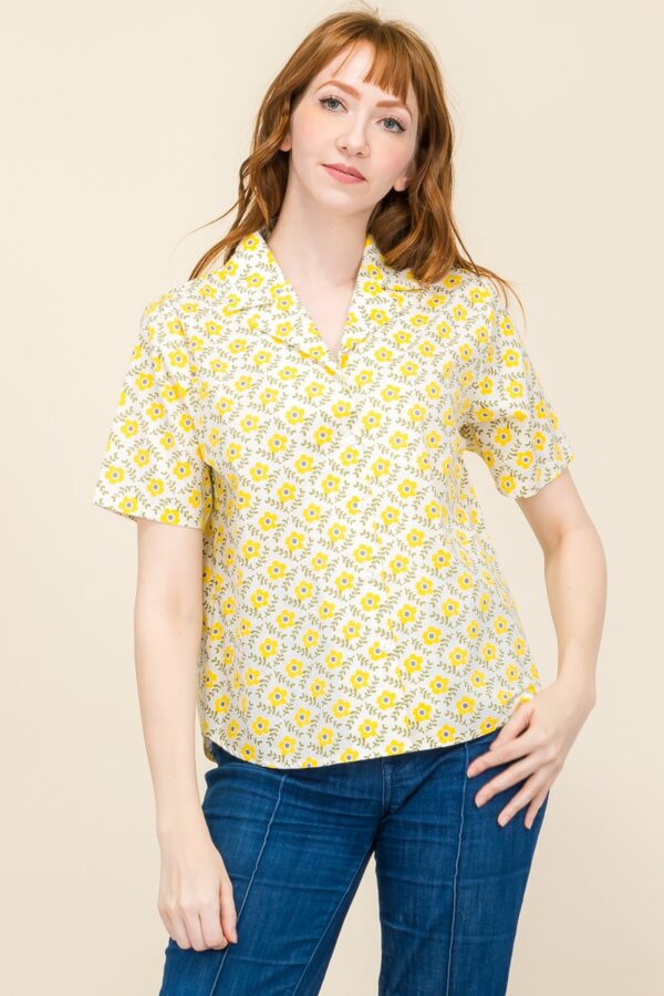 Yellow Floral Vintage Inspired Top
