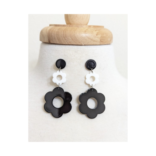 Flower Power Earrings in Black and White